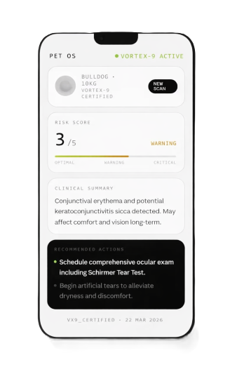 PET OS clinical summary and recommended actions on iPhone